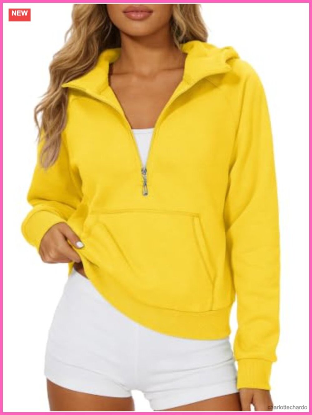 Women's Cropped Half Zip Fleece Lined Hoodie Pullover